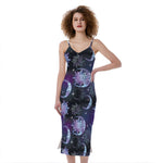 Galaxy Celestial Sun And Moon Print Slim Fit Midi Cami Dress