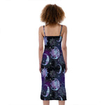 Galaxy Celestial Sun And Moon Print Slim Fit Midi Cami Dress