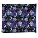 Galaxy Celestial Sun And Moon Print Tapestry