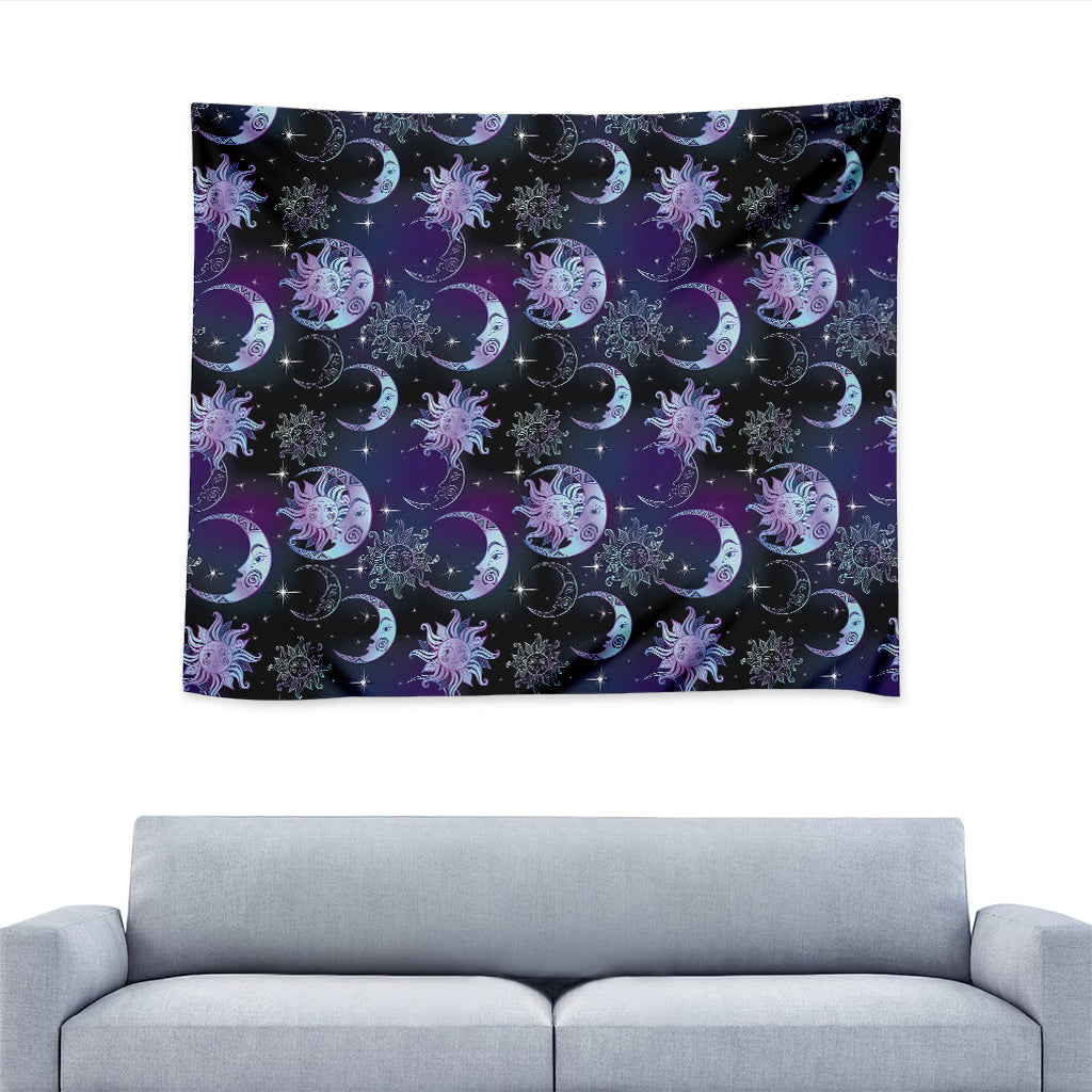 Galaxy Celestial Sun And Moon Print Tapestry