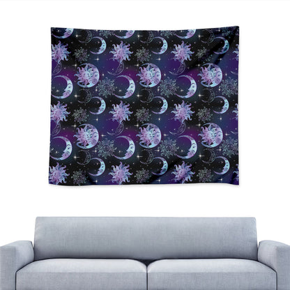 Galaxy Celestial Sun And Moon Print Tapestry