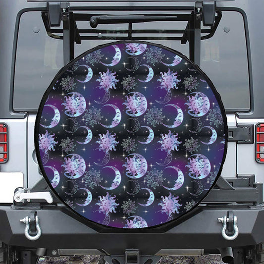 Galaxy Celestial Sun And Moon Print Tire Cover