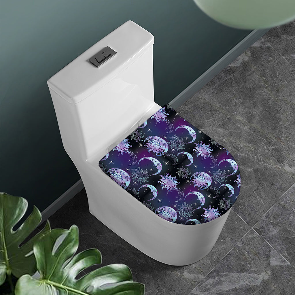 Galaxy Celestial Sun And Moon Print Toilet Lid Cover