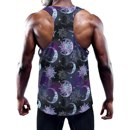 Galaxy Celestial Sun And Moon Print Training Tank Top
