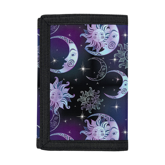Galaxy Celestial Sun And Moon Print Trifold Wallet