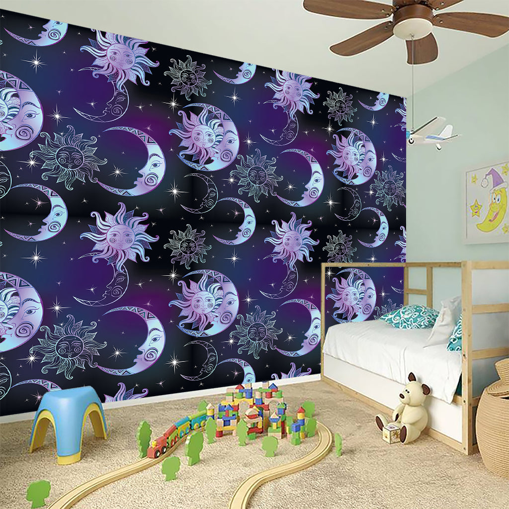 Galaxy Celestial Sun And Moon Print Wall Sticker