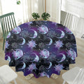 Galaxy Celestial Sun And Moon Print Waterproof Round Tablecloth