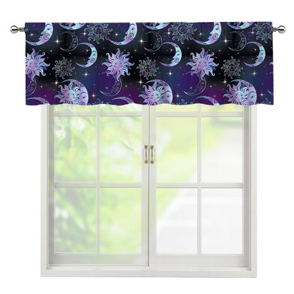 Galaxy Celestial Sun And Moon Print Window Valance
