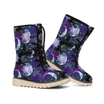 Galaxy Celestial Sun And Moon Print Winter Boots