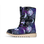 Galaxy Celestial Sun And Moon Print Winter Boots