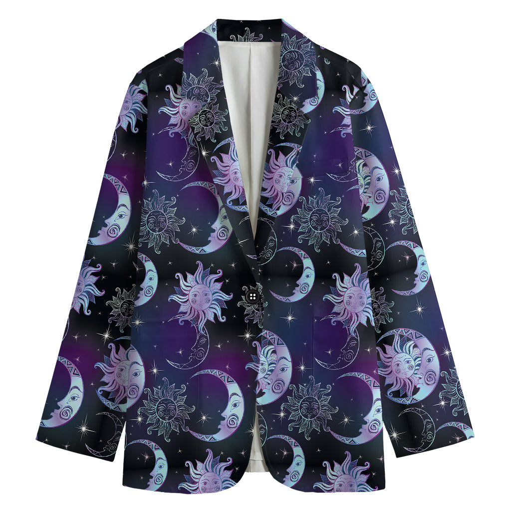 Galaxy Celestial Sun And Moon Print Women's Blazer