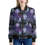 Galaxy Celestial Sun And Moon Print Women's Bomber Jacket