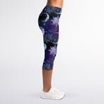 Galaxy Celestial Sun And Moon Print Women's Capri Leggings