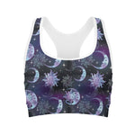 Galaxy Celestial Sun And Moon Print Women's Sports Bra