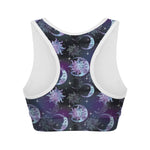 Galaxy Celestial Sun And Moon Print Women's Sports Bra