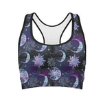 Galaxy Celestial Sun And Moon Print Women's Sports Bra