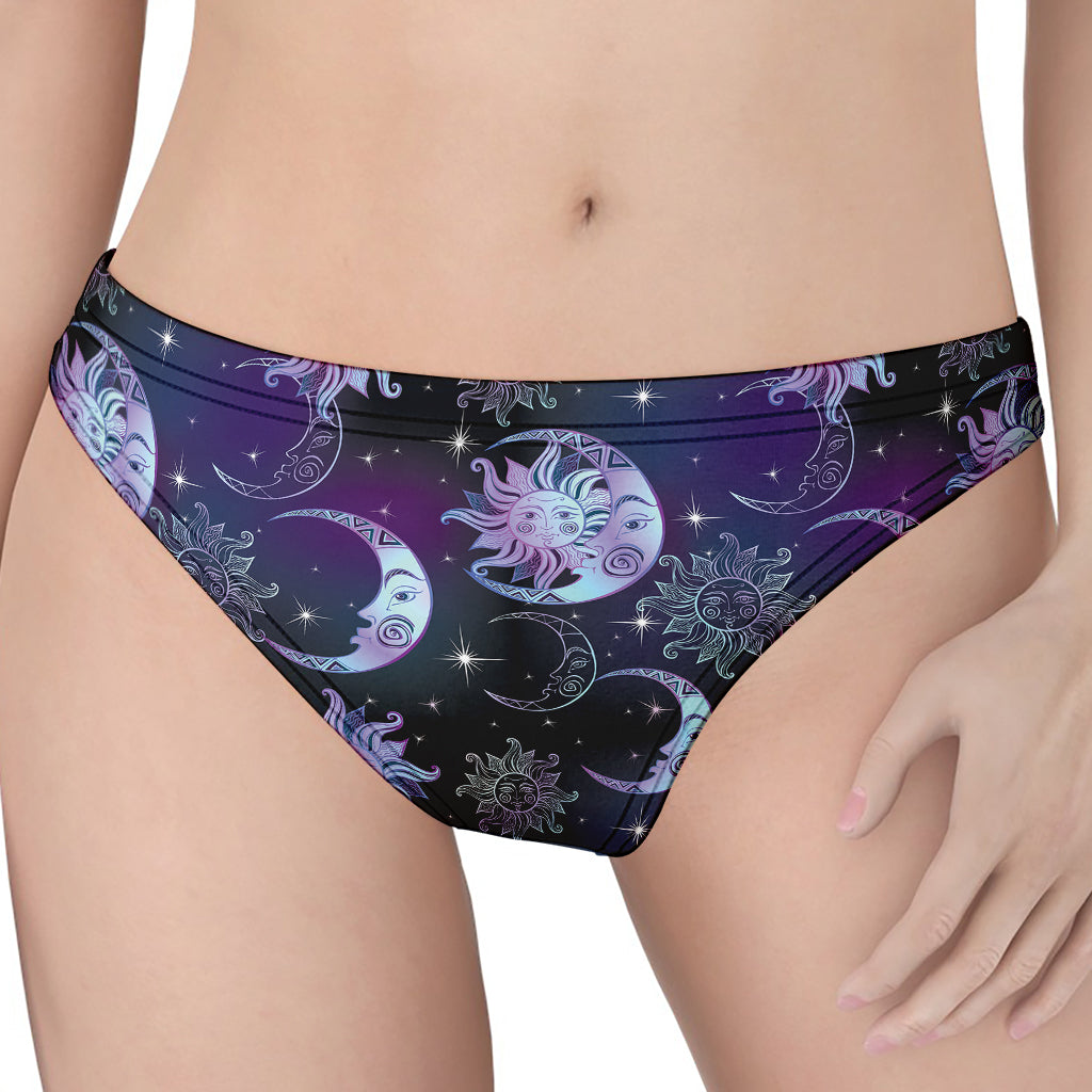Galaxy Celestial Sun And Moon Print Women's Thong