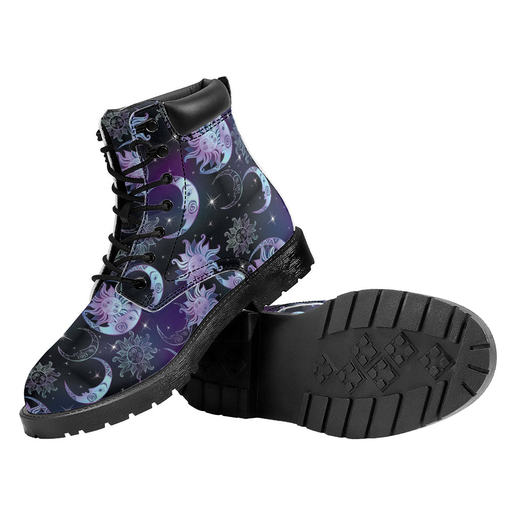 Galaxy Celestial Sun And Moon Print Work Boots