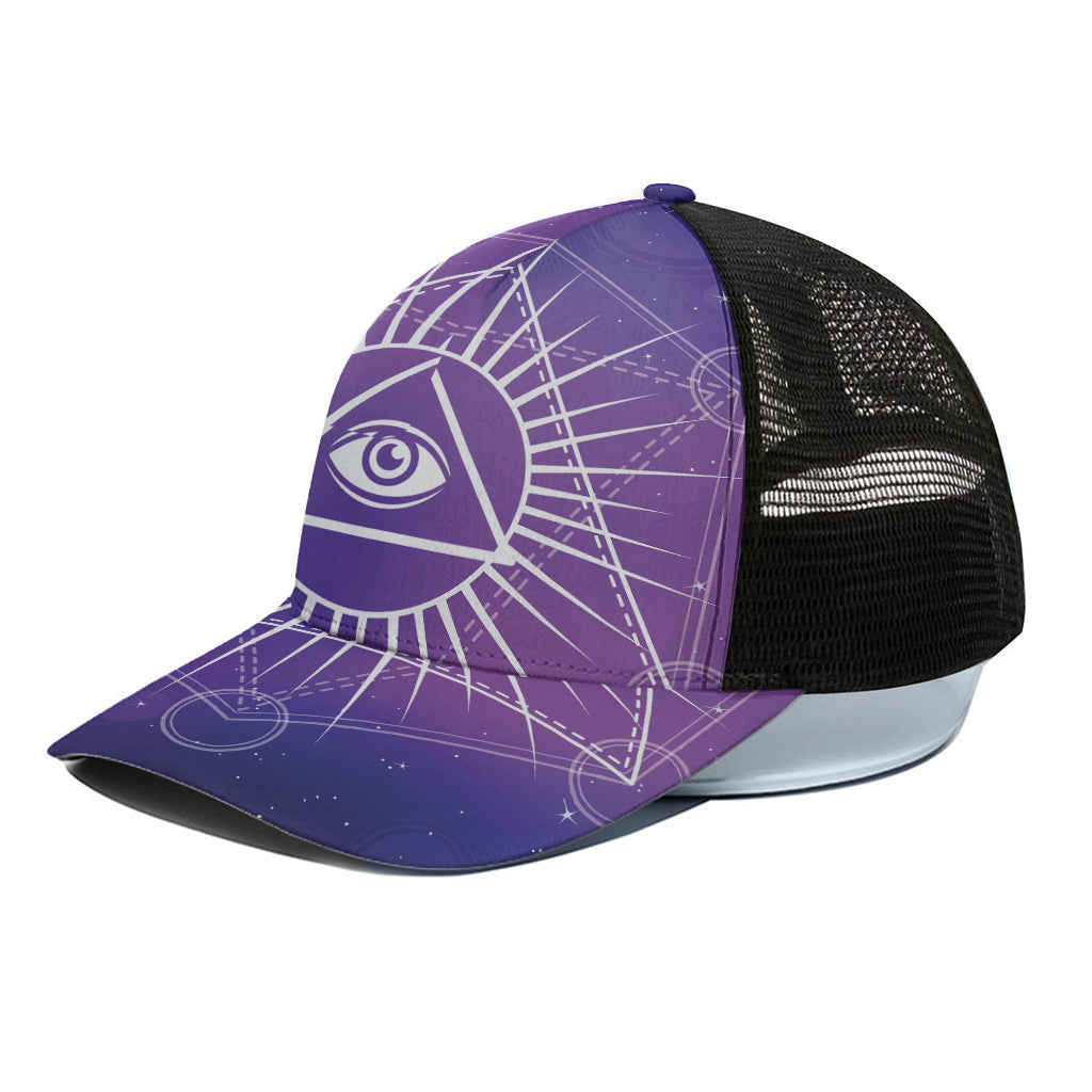 Galaxy Eye of Providence Print Black Mesh Trucker Cap