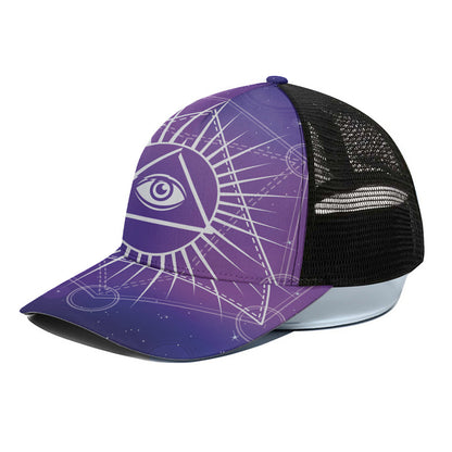Galaxy Eye of Providence Print Black Mesh Trucker Cap