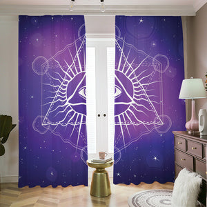 Galaxy Eye of Providence Print Blackout Pencil Pleat Curtains