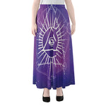 Galaxy Eye of Providence Print Chiffon Maxi Skirt