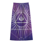 Galaxy Eye of Providence Print Cotton Front Slit Maxi Skirt