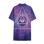 Galaxy Eye of Providence Print Cotton Hawaiian Shirt