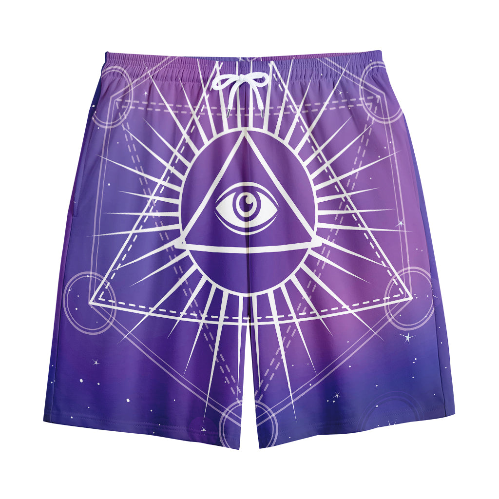 Galaxy Eye of Providence Print Cotton Shorts