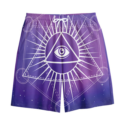 Galaxy Eye of Providence Print Cotton Shorts