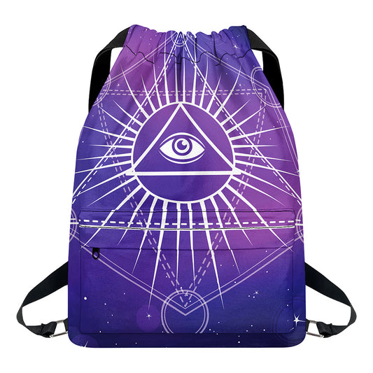 Galaxy Eye of Providence Print Drawstring Backpack