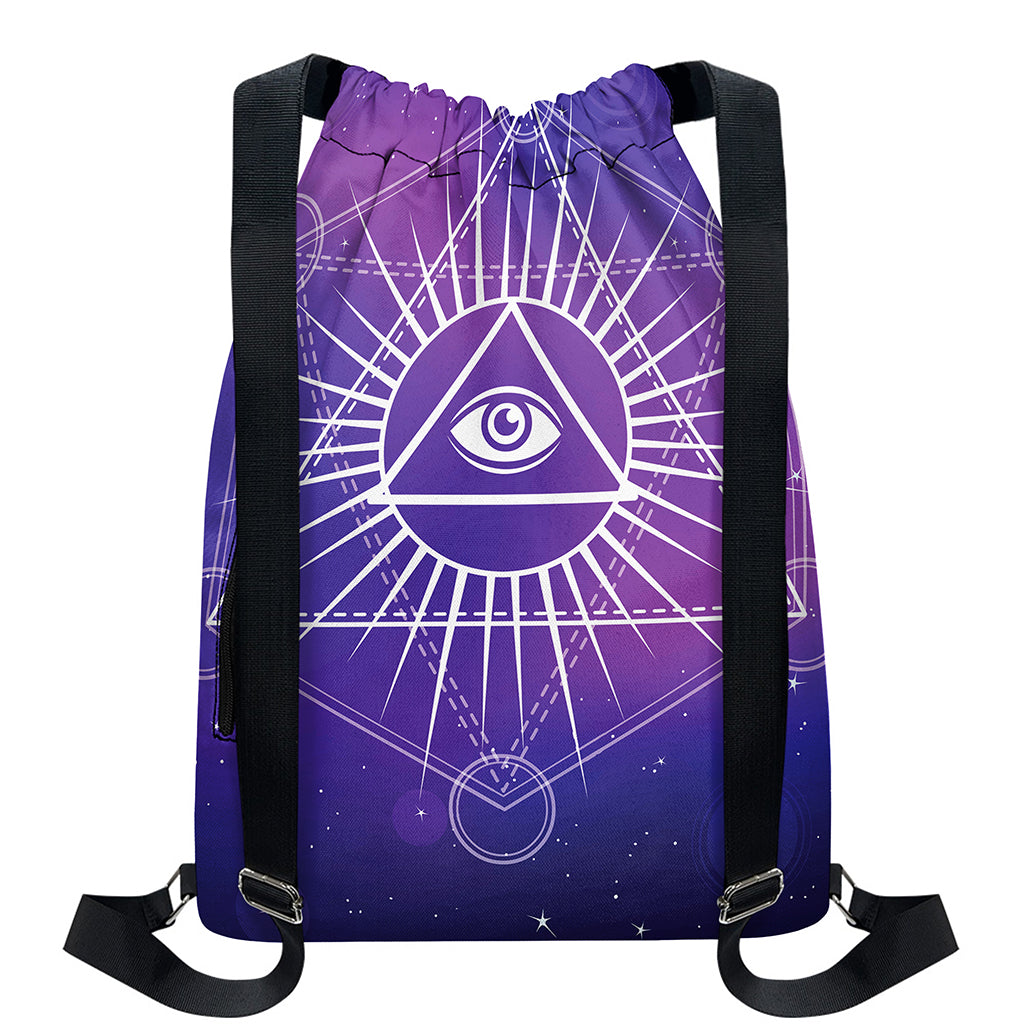Galaxy Eye of Providence Print Drawstring Backpack