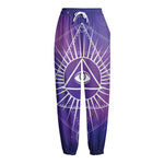 Galaxy Eye of Providence Print Fleece Lined Knit Pants