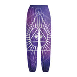 Galaxy Eye of Providence Print Fleece Lined Knit Pants