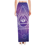 Galaxy Eye of Providence Print High Slit Maxi Skirt