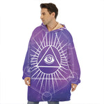 Galaxy Eye of Providence Print Hoodie Blanket