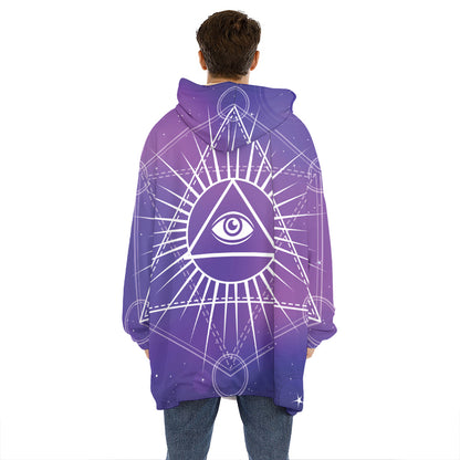 Galaxy Eye of Providence Print Hoodie Blanket