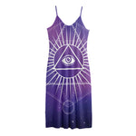 Galaxy Eye of Providence Print Jersey Midi Cami Dress