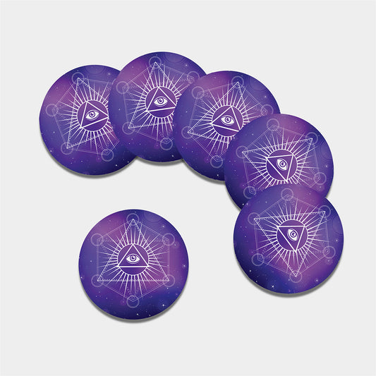 Galaxy Eye of Providence Print Leather Coaster Set