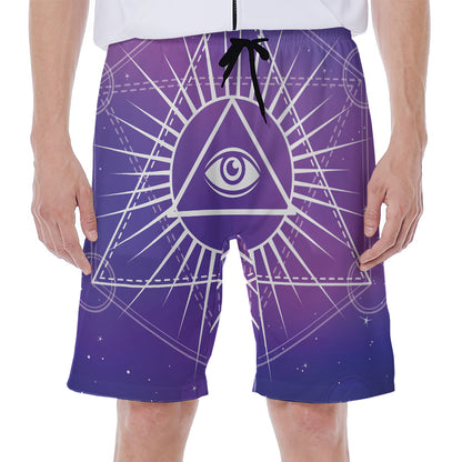 Galaxy Eye of Providence Print Men's Beach Shorts