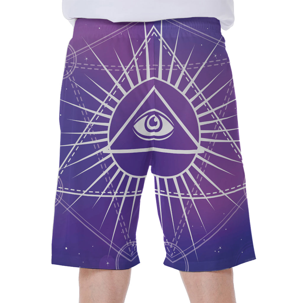 Galaxy Eye of Providence Print Men's Beach Shorts