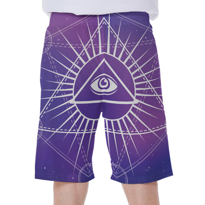 Galaxy Eye of Providence Print Men's Beach Shorts