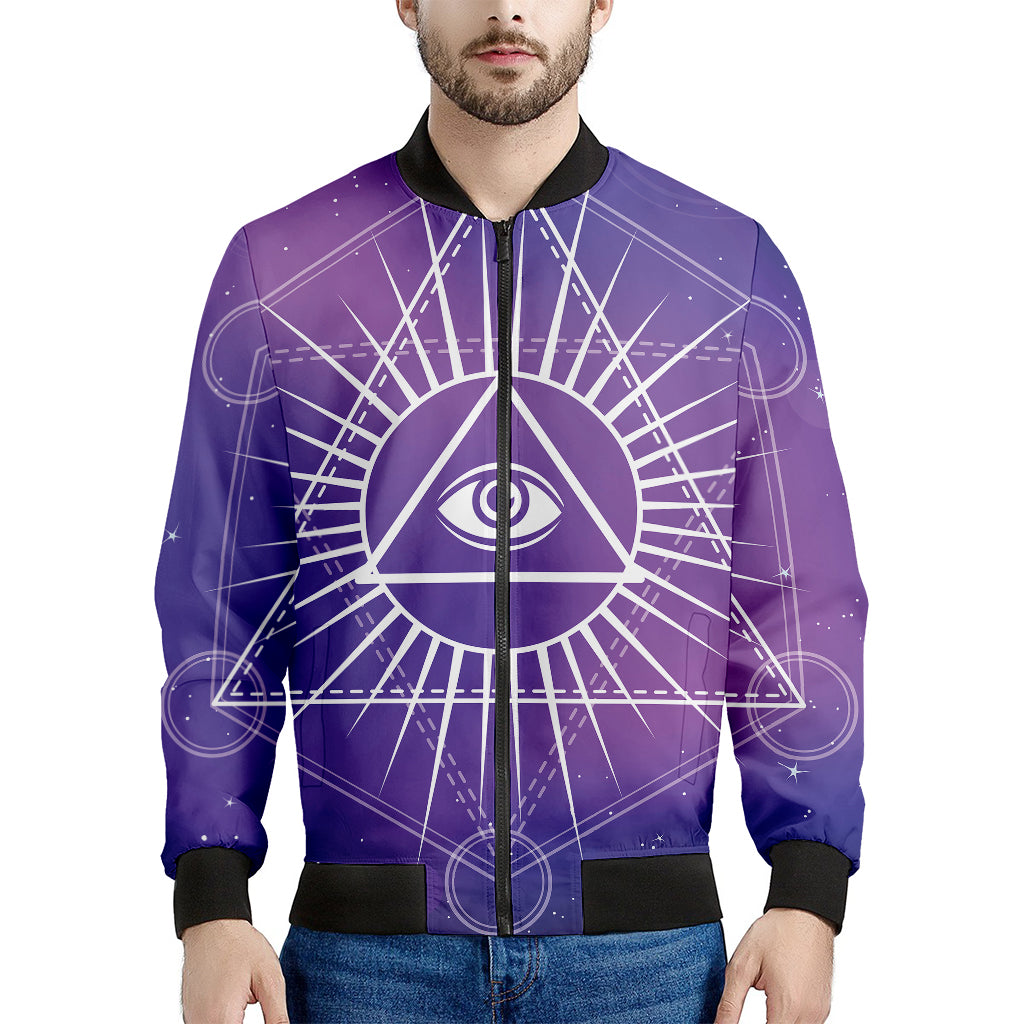 Galaxy Eye of Providence Print Men's Bomber Jacket