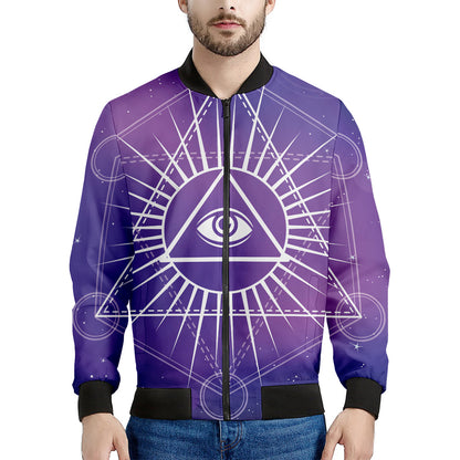 Galaxy Eye of Providence Print Men's Bomber Jacket