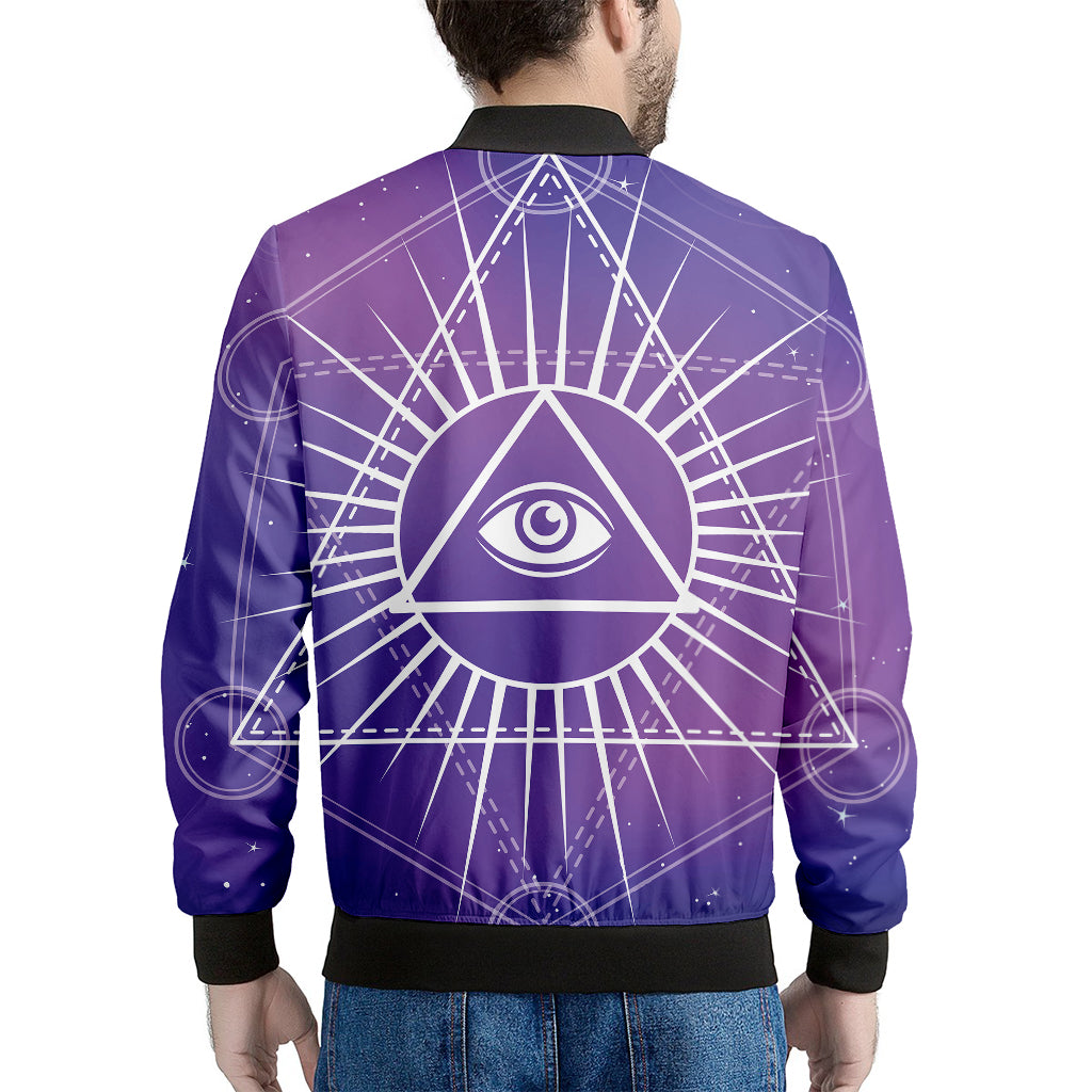 Galaxy Eye of Providence Print Men's Bomber Jacket