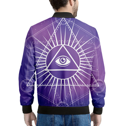 Galaxy Eye of Providence Print Men's Bomber Jacket