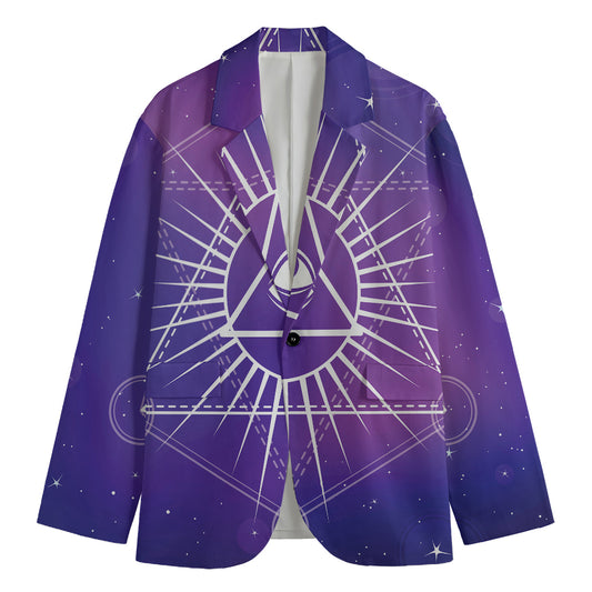 Galaxy Eye of Providence Print Men's Cotton Blazer