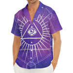 Galaxy Eye of Providence Print Men's Deep V-Neck Shirt