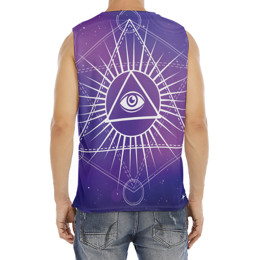 Galaxy Eye of Providence Print Men's Fitness Tank Top