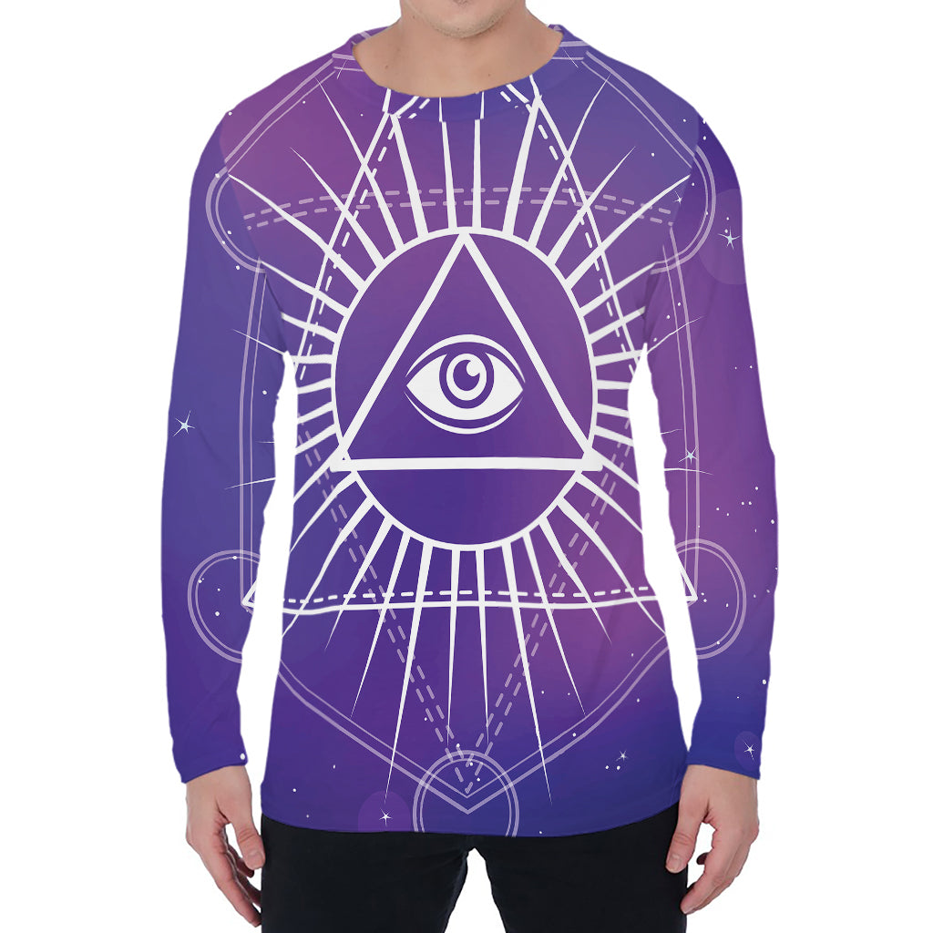 Galaxy Eye of Providence Print Men's Long Sleeve T-Shirt